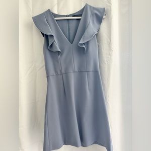 French Connection Whisper Ruffle Mini Dress- Annabelle Blue size 6.